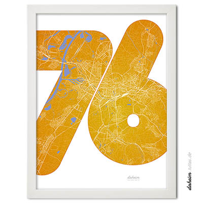 Poster: eine Karte der Region Karlsruhe im Umriss 76