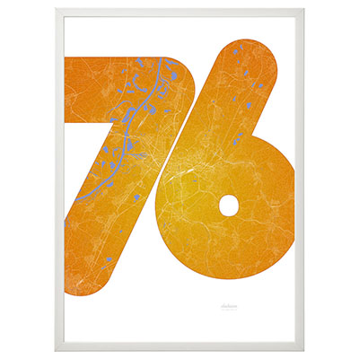 Poster: eine Karte der Region Karlsruhe im Umriss 76