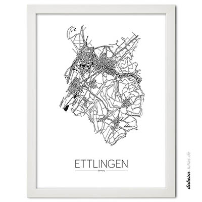 Stadtplan Poster Karte Ettligen weiß